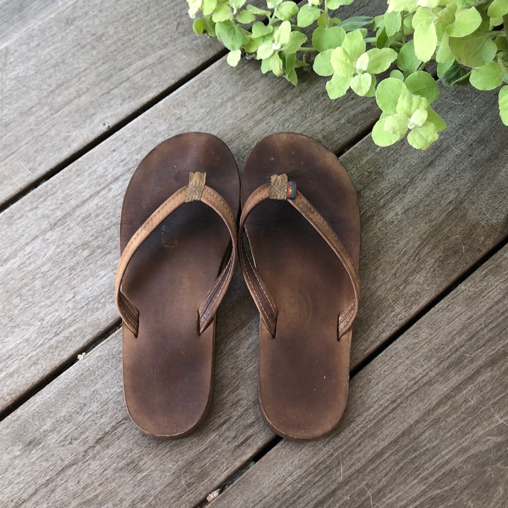 Rainbow flip flops
